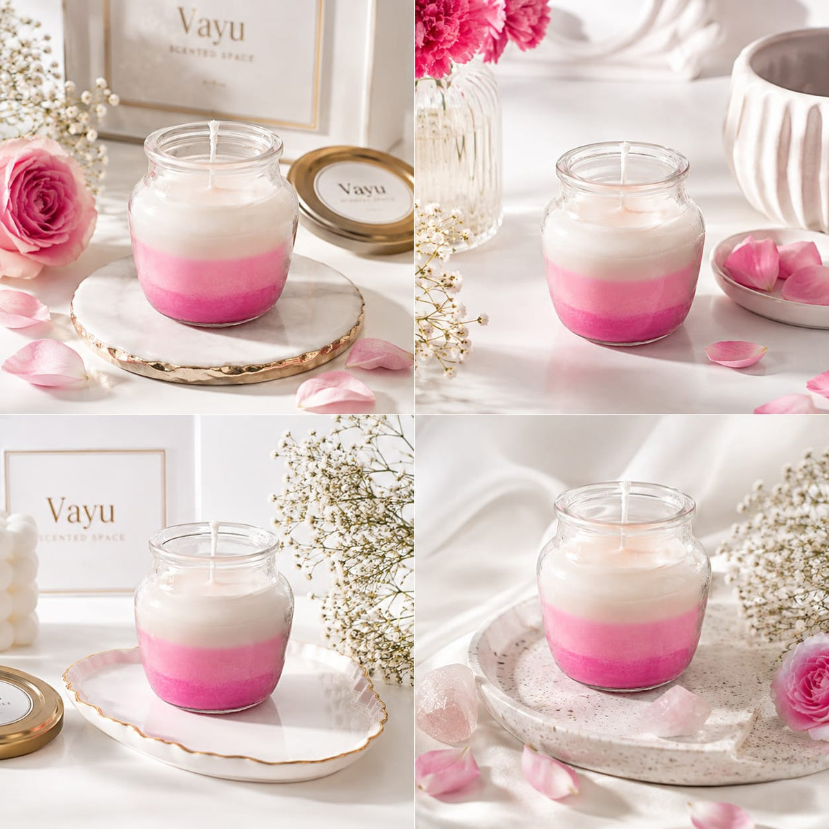 Jar of Happiness candle, multicoloured wax blooms in a glass jar